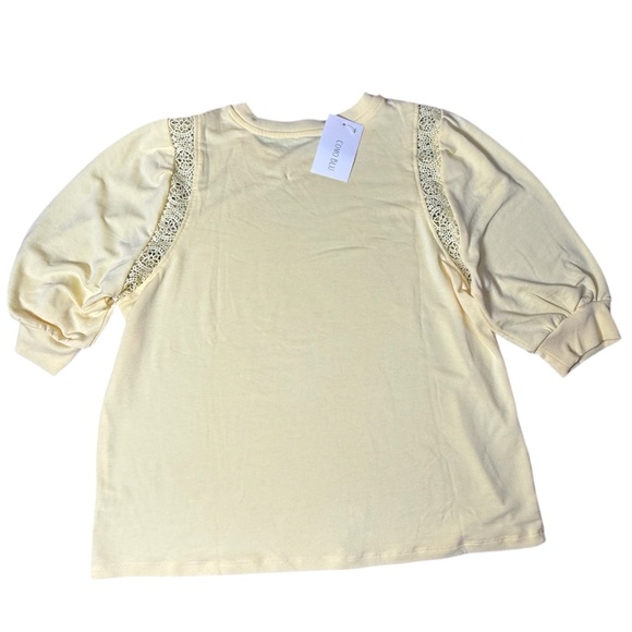 Como Blu Cream Top with Lace Detail – Size L – New with Tags - Picture 2 of 3
